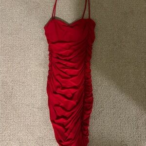 Windsor Red Ruched Dress
